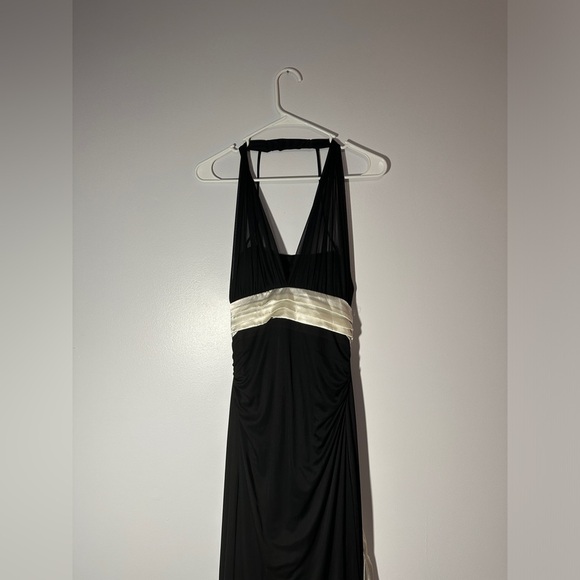 vintage y2k black mesh layered white belted midi dress size large - Picture 2 of 8